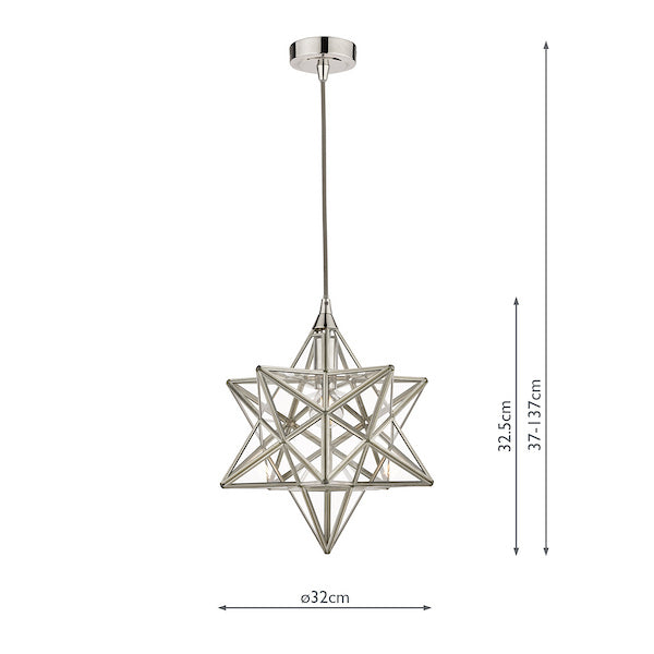 Star 1 Light Pendant Polished Silver and Glass