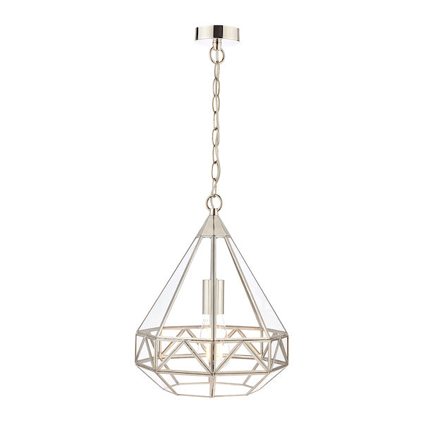 Zaria 1 Light Pendant Polished Silver and Glass