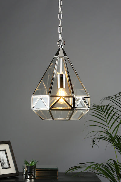 Zaria 1 Light Pendant Polished Silver and Glass