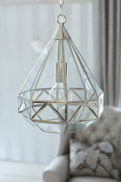 Zaria 1 Light Pendant Polished Silver and Glass