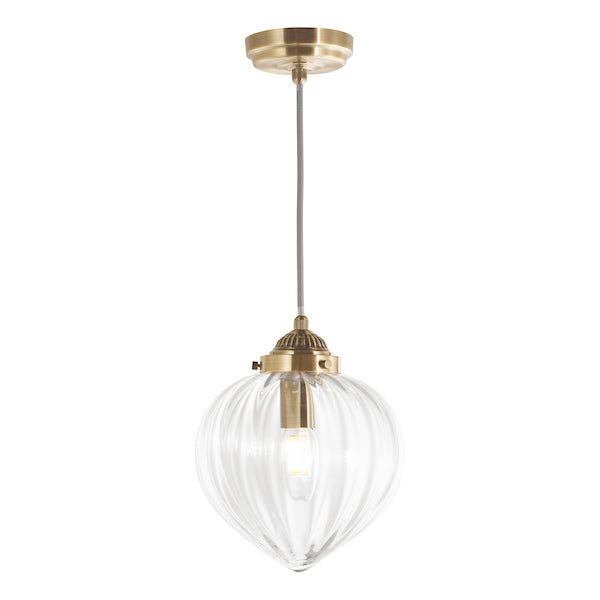 Whitham 1 Light Pendant Antique Brass & Ribbed Glass