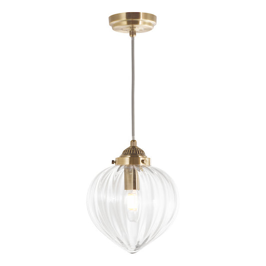 Whitham 1 Light Pendant Antique Brass & Ribbed Glass