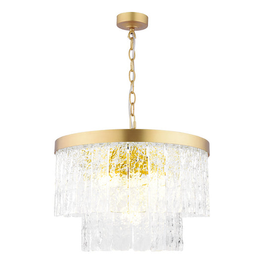 Durnsford 4 Light Chandelier Matt Antique Brass & Textured Glass