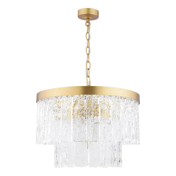 Durnsford 4 Light Chandelier Matt Antique Brass & Textured Glass