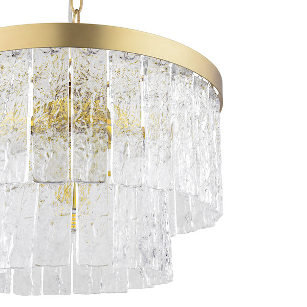 Durnsford 4 Light Chandelier Matt Antique Brass & Textured Glass