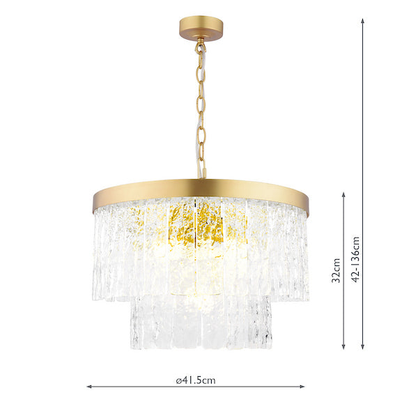 Durnsford 4 Light Chandelier Matt Antique Brass & Textured Glass