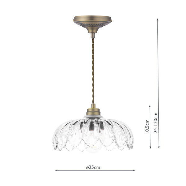Bexwell 1 Light Pendant Matt Antique Brass and Glass