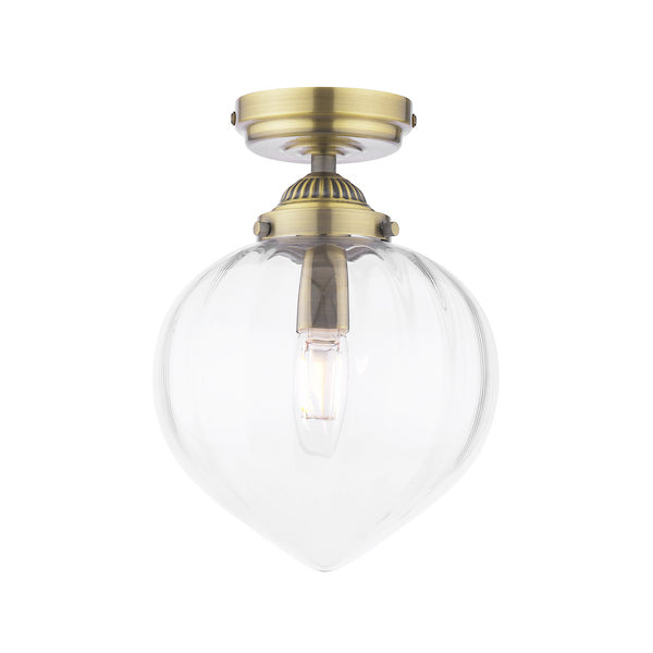 Whitham Bathroom Semi Flush Matt Antique Brass