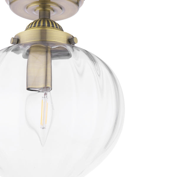 Whitham Bathroom Semi Flush Matt Antique Brass