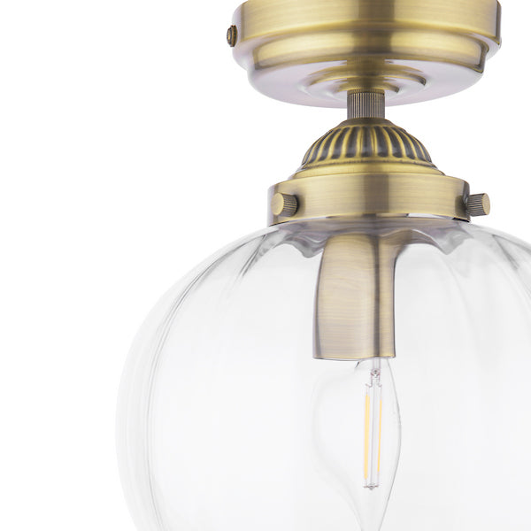 Whitham Bathroom Semi Flush Matt Antique Brass