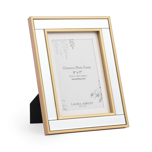 Laura Ashley Clemence Photo Frame Mirror and Gold Leaf 5" x 7"