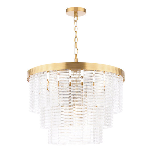 Moesha 6lt Pendant Natural Brass & Ribbed Glass