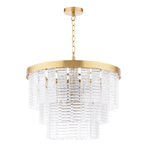Moesha 6lt Pendant Natural Brass & Ribbed Glass