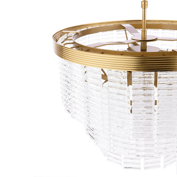 Moesha 6lt Pendant Natural Brass & Ribbed Glass