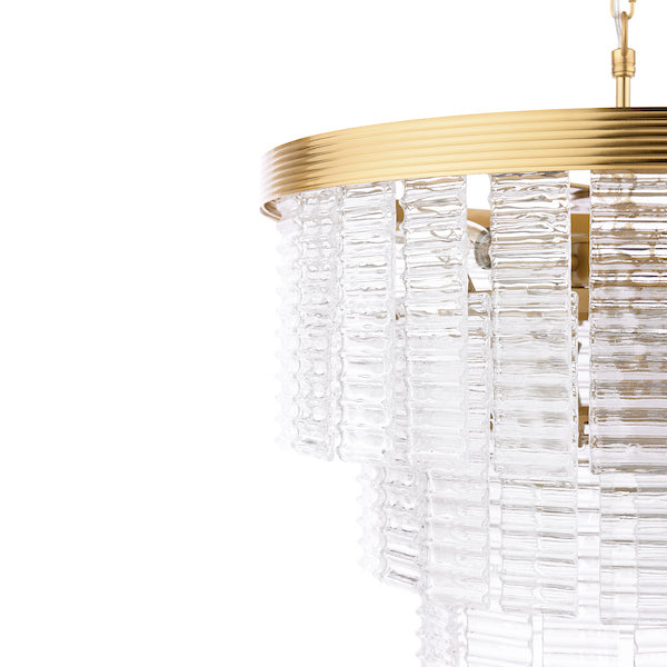 Moesha 6lt Pendant Natural Brass & Ribbed Glass