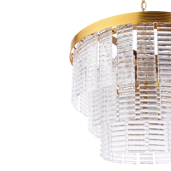 Moesha 6lt Pendant Natural Brass & Ribbed Glass