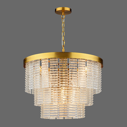Moesha 6lt Pendant Natural Brass & Ribbed Glass