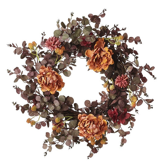 Rustic Autumn Wreath with Orange Flowers